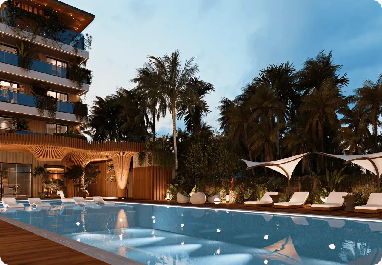 Elison swimming pool with loungers